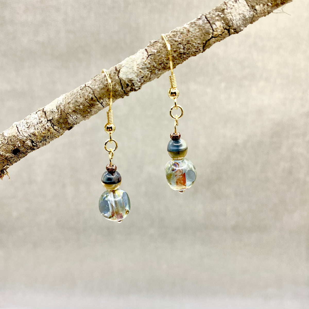 Glass Bead Earrings – Coastal Boho Gold Drop Jewelry