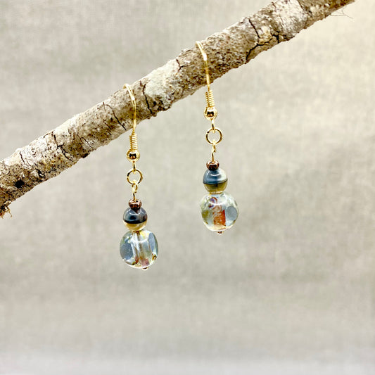 Glass Bead Earrings – Coastal Boho Gold Drop Jewelry