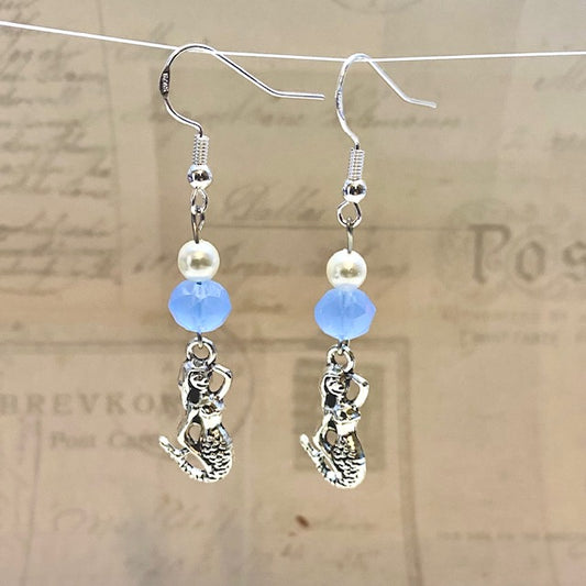Mermaid dangle earrings with glass beads
