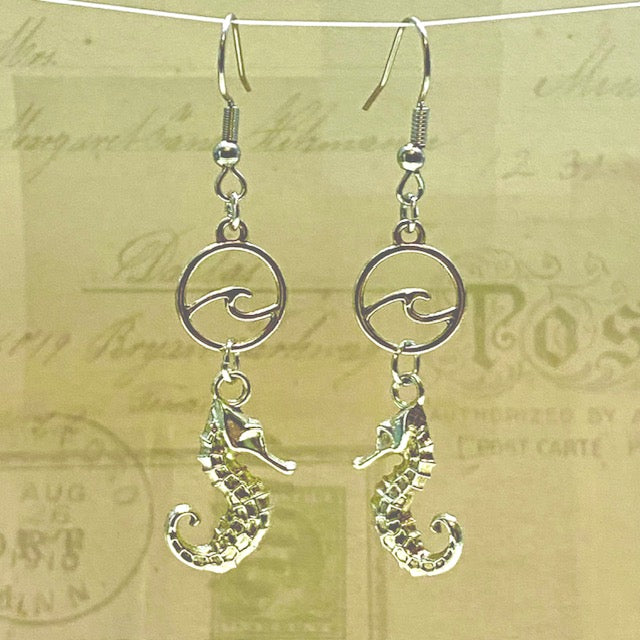 Simple Silver Seahorse earrings