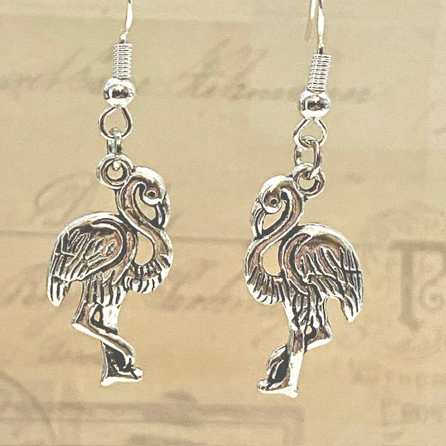 Simple Silver Flamingo earrings